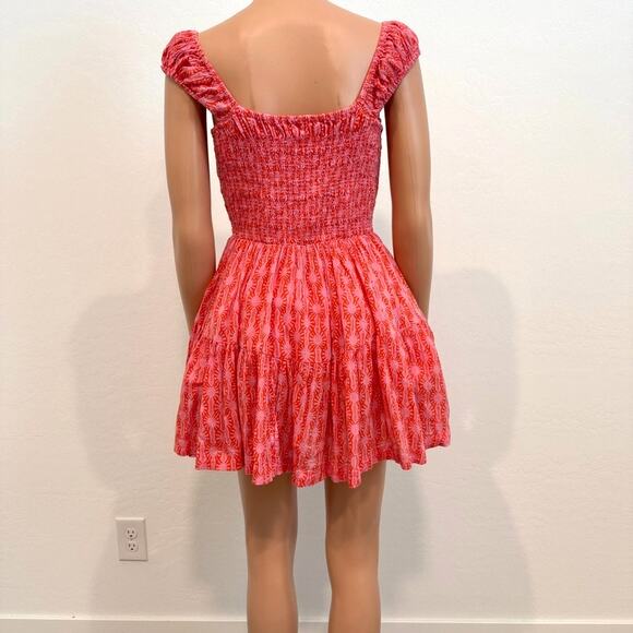 Free People Annie smocked small square neck mini dress D2 2980 - Picture 7 of 11